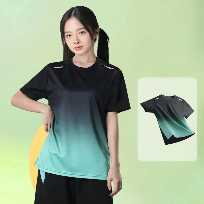 Bodybuilding Women's Quick-Dry Summer Thin Short Sleeve T-Shirt Loose Fit Athletic Top for Gym Hiking Running Training