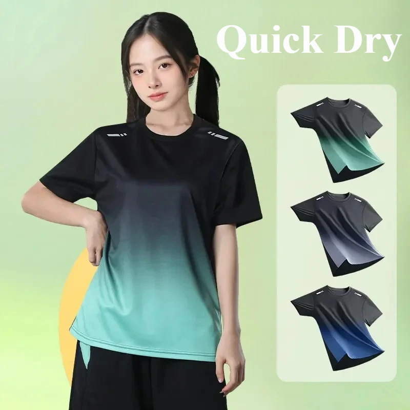 Bodybuilding Women's Quick-Dry Summer Thin Short Sleeve T-Shirt Loose Fit Athletic Top for Gym Hiking Running Training