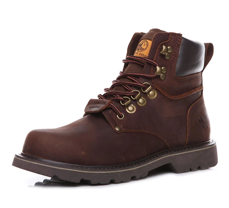 KOWM Cowhide Hiking Shoes Men Waterproof Motorcycle Tactical Shoes Hunting Boot Desert Combat Snow Boots Trekking Travel Sneaker