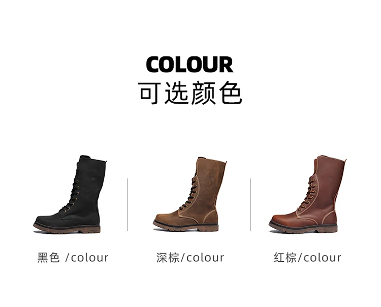 KOWM Cowhide Hiking Shoes Men Waterproof Motorcycle Tactical Shoes Hunting Boot Desert Combat Snow Boots Trekking Travel Sneaker