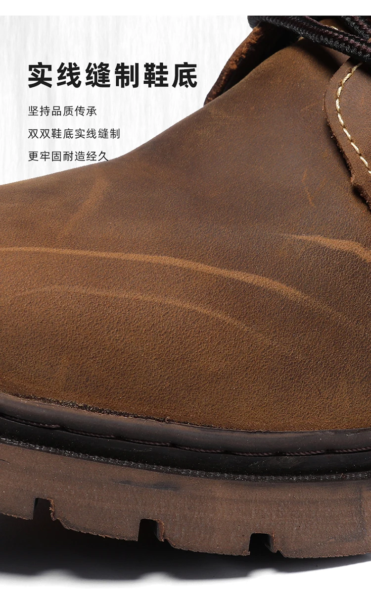 KOWM Cowhide Hiking Shoes Men Waterproof Motorcycle Tactical Shoes Hunting Boot Desert Combat Snow Boots Trekking Travel Sneaker