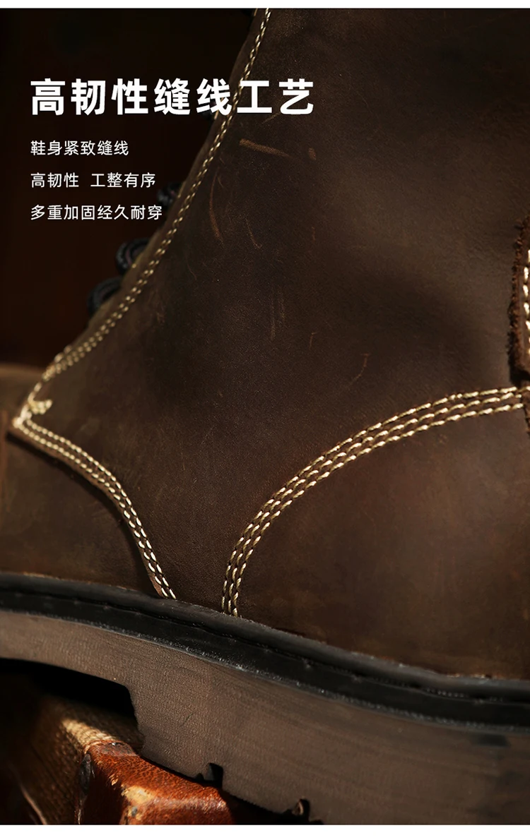 KOWM Cowhide Hiking Shoes Men Waterproof Motorcycle Tactical Shoes Hunting Boot Desert Combat Snow Boots Trekking Travel Sneaker