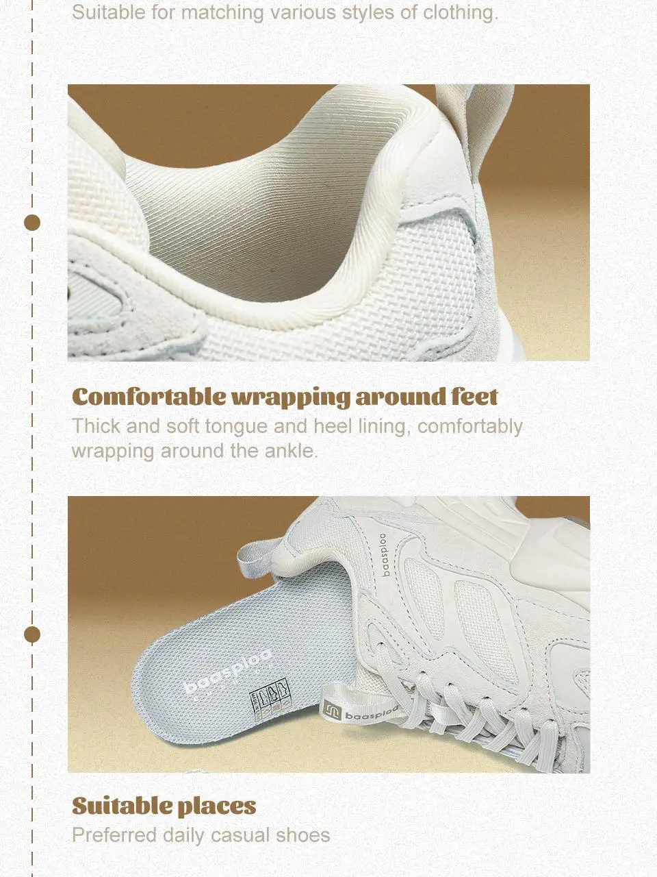 Baasploa Women Walking Sneakers Winter Comfort Leather Casual Shoes Female Fashion Solid Color Height Increase Sport Shoes