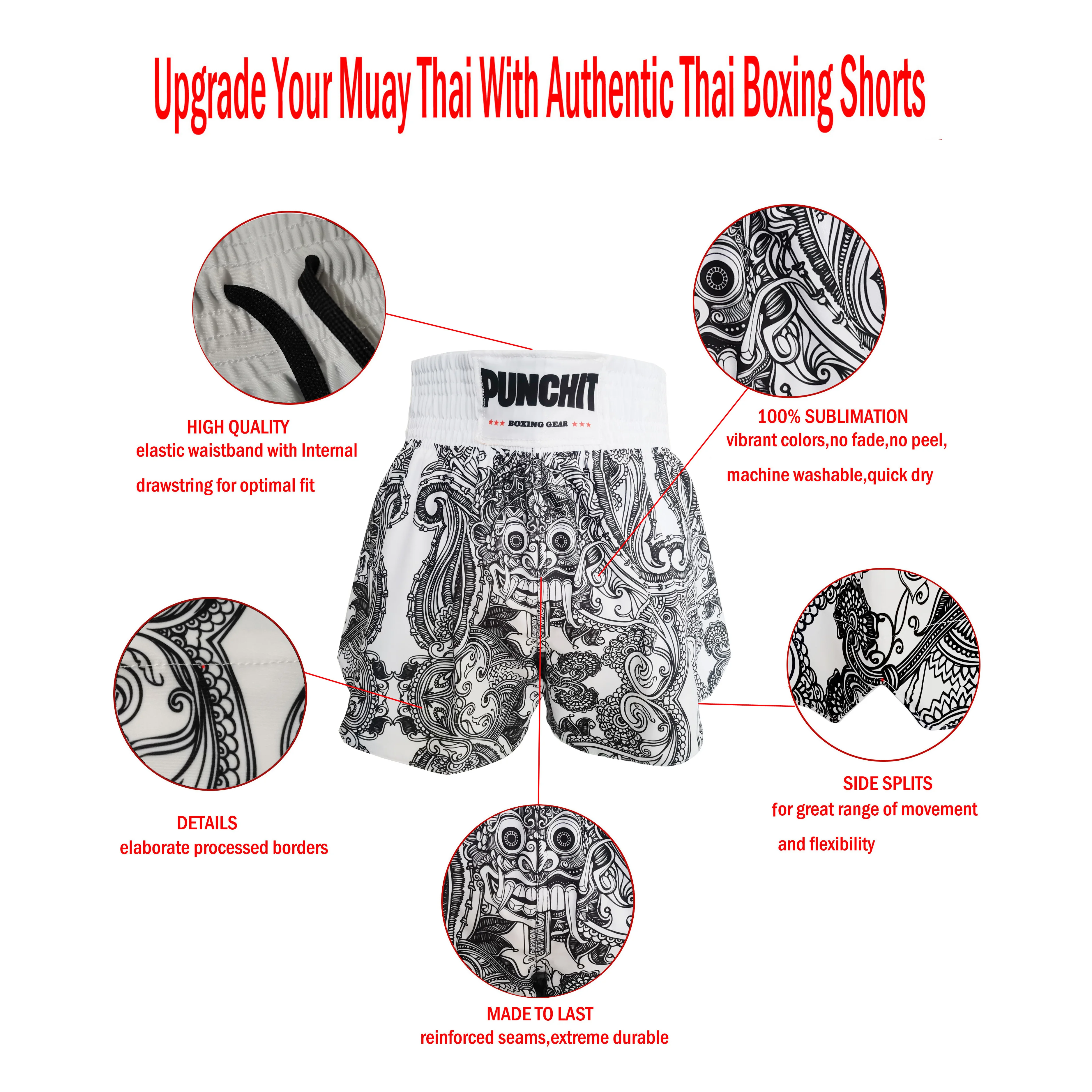 Punchit Muay Thai Fight Shorts Breathable Kick Boxing Pants Women Men MMA Training Pants Shorts Competition Game Sanda Grappling