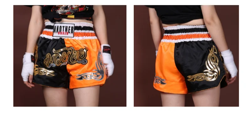 Muay Thai Pants Embroidery Boxing Shorts Women Men Satin Fight Kickboxing Training Trunks Kids Boy Girl Martial Arts MMA Clothes