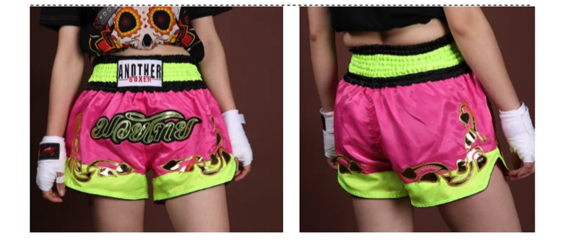 Muay Thai Pants Embroidery Boxing Shorts Women Men Satin Fight Kickboxing Training Trunks Kids Boy Girl Martial Arts MMA Clothes