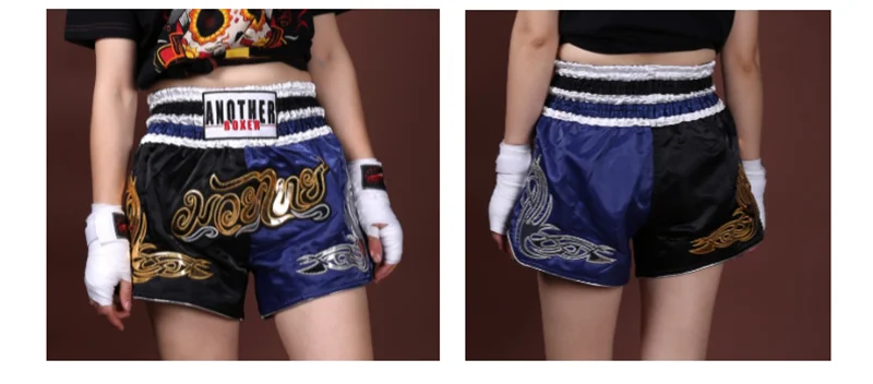 Muay Thai Pants Embroidery Boxing Shorts Women Men Satin Fight Kickboxing Training Trunks Kids Boy Girl Martial Arts MMA Clothes