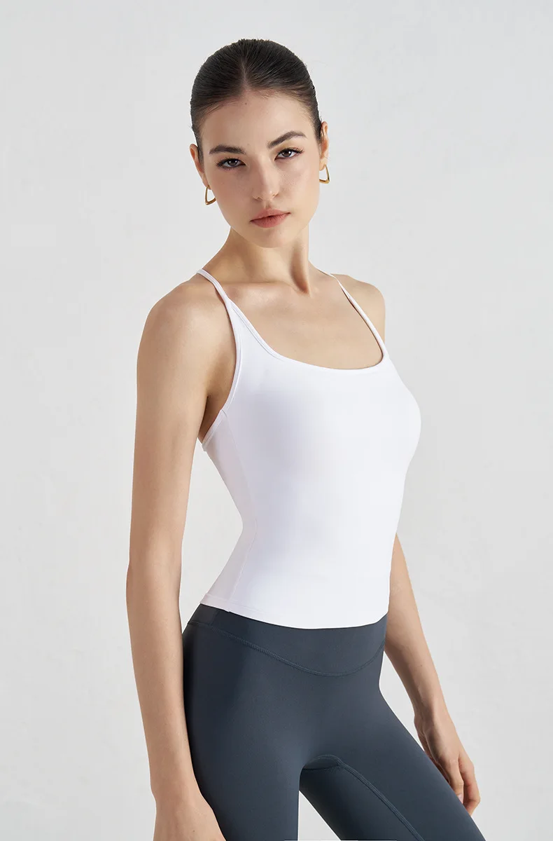 SOISOU Running Sports Bra Fixed Cups Women Top Tight Fitness Yoga Women's Underwear Gym Workout Clothes Nylon Sports Yoga Tops