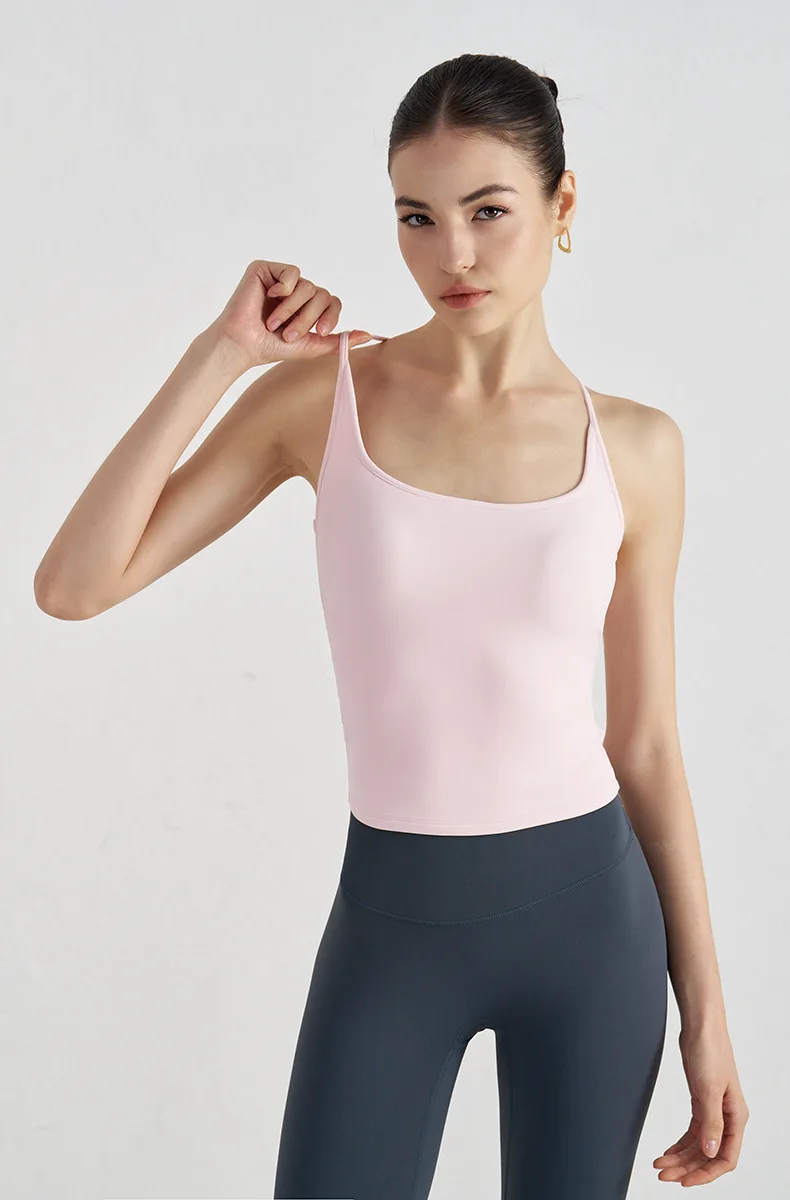 SOISOU Running Sports Bra Fixed Cups Women Top Tight Fitness Yoga Women's Underwear Gym Workout Clothes Nylon Sports Yoga Tops