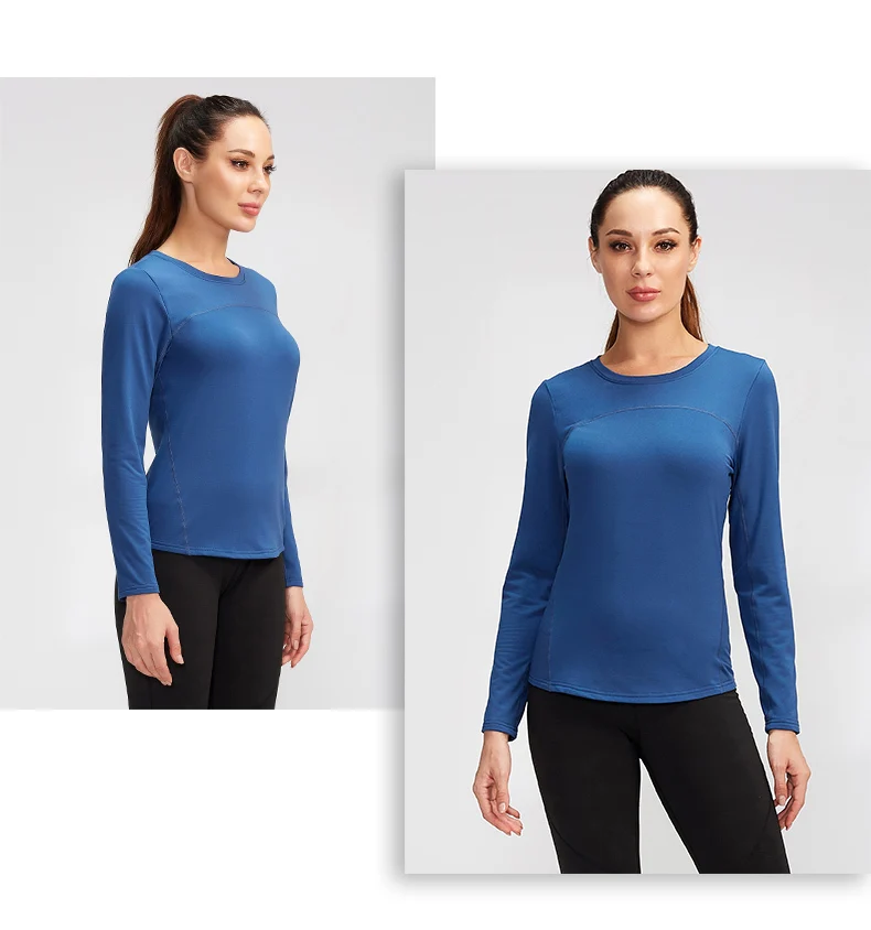 Women's Autumn Winter keep Warm long-sleeved Fitness Running Sports Training Top Slim Quick Dry Stretch Gym Top female Yoga tops