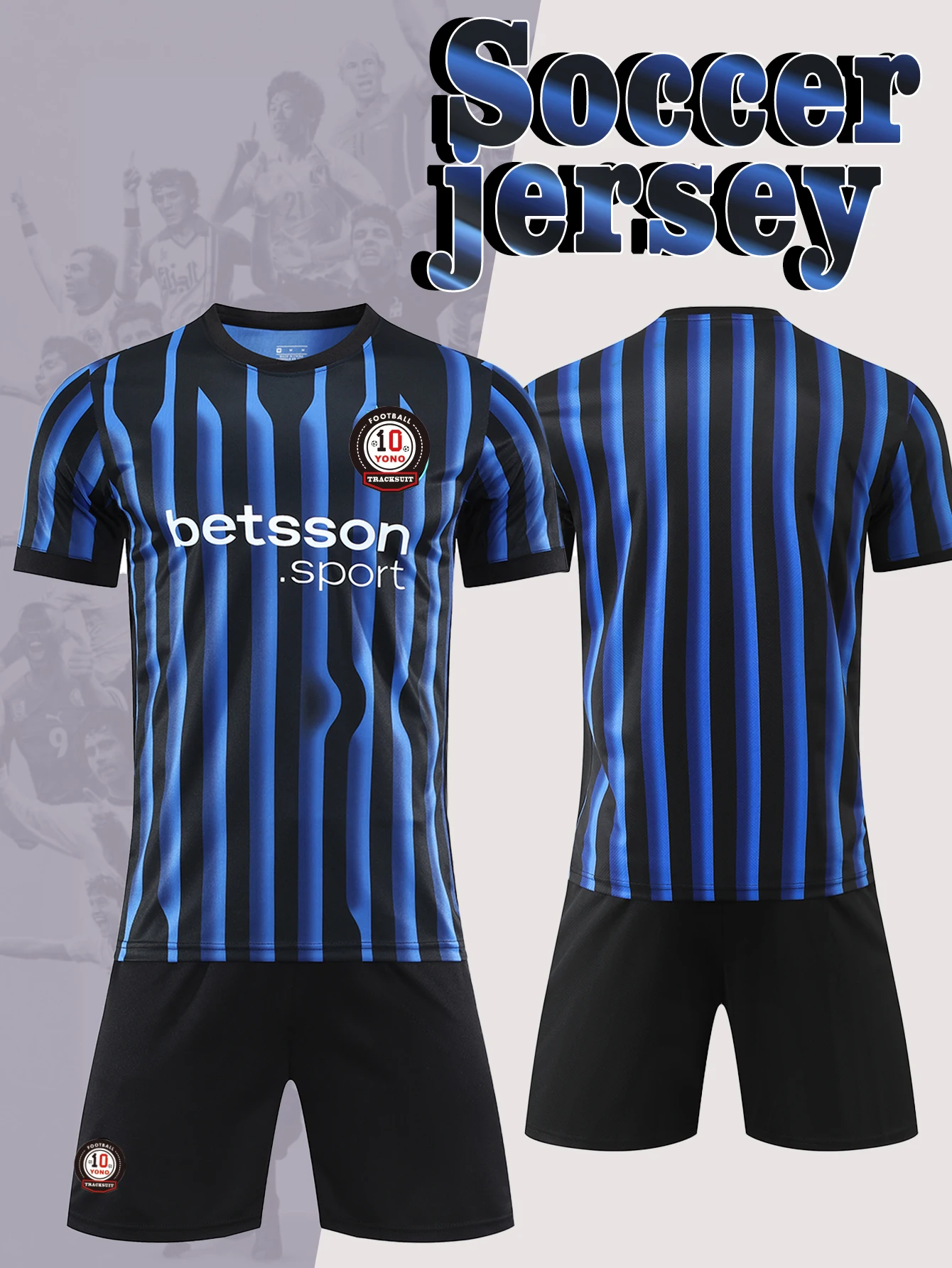 Men's Casual Sports Football Uniform Set round Neck Top And Breathable Shorts Comfortable Fashionable Football Suit