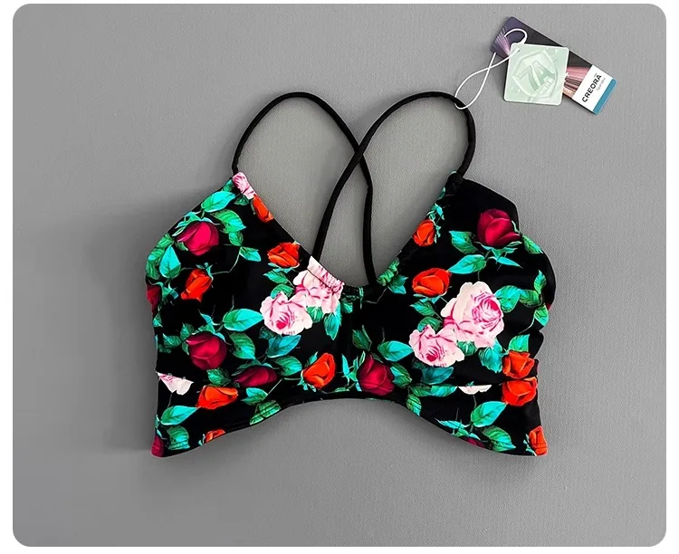 Women Cross Back Padded Sports Bra Thin Straps Wireless Shockproof Soft Breathable Yoga Fitness Camisole Top
