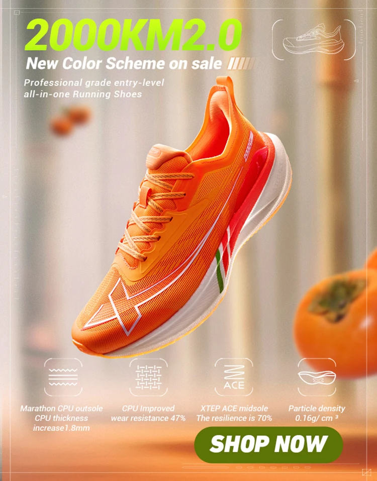 Xtep 2000KM 2.0 Running Shoes Men  Summer Professional TPU Shock Absorption Sneakers 876219110043(suggest half size down)