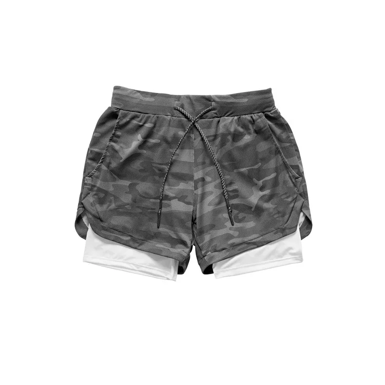 Men's Running Shorts 2 In 1 Fitness Sport Workout Training Shorts Breathable Quick Dry Double Layer Summer Beach Gym Shorts Men