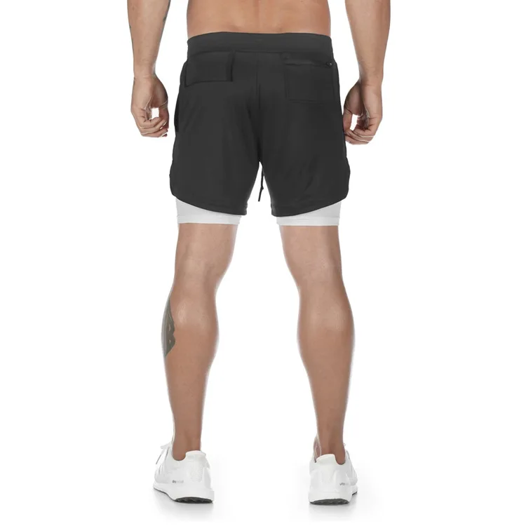 Men's Running Shorts 2 In 1 Fitness Sport Workout Training Shorts Breathable Quick Dry Double Layer Summer Beach Gym Shorts Men