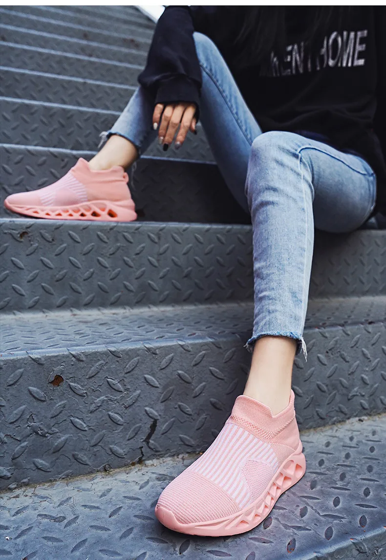 Summer Fashion Purple Running Shoes for Men Socks Sports Shoes Plus Size 48 Breathable Women Slip-on Sneakers Sock Trainers Men