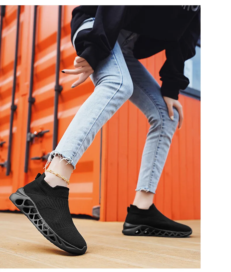 Summer Fashion Purple Running Shoes for Men Socks Sports Shoes Plus Size 48 Breathable Women Slip-on Sneakers Sock Trainers Men