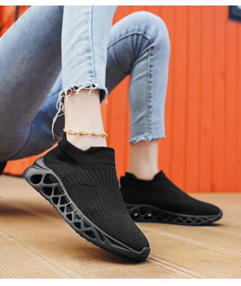 Summer Fashion Purple Running Shoes for Men Socks Sports Shoes Plus Size 48 Breathable Women Slip-on Sneakers Sock Trainers Men