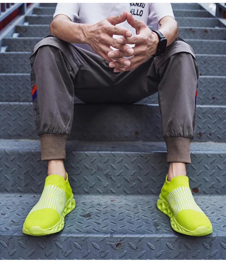 Summer Fashion Purple Running Shoes for Men Socks Sports Shoes Plus Size 48 Breathable Women Slip-on Sneakers Sock Trainers Men
