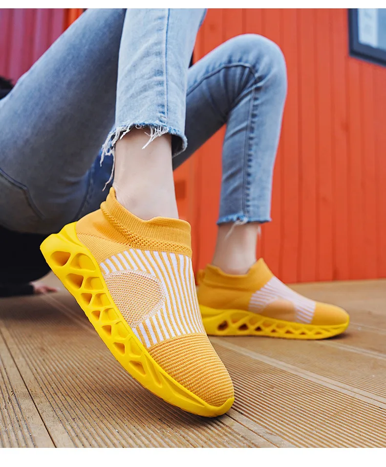 Summer Fashion Purple Running Shoes for Men Socks Sports Shoes Plus Size 48 Breathable Women Slip-on Sneakers Sock Trainers Men