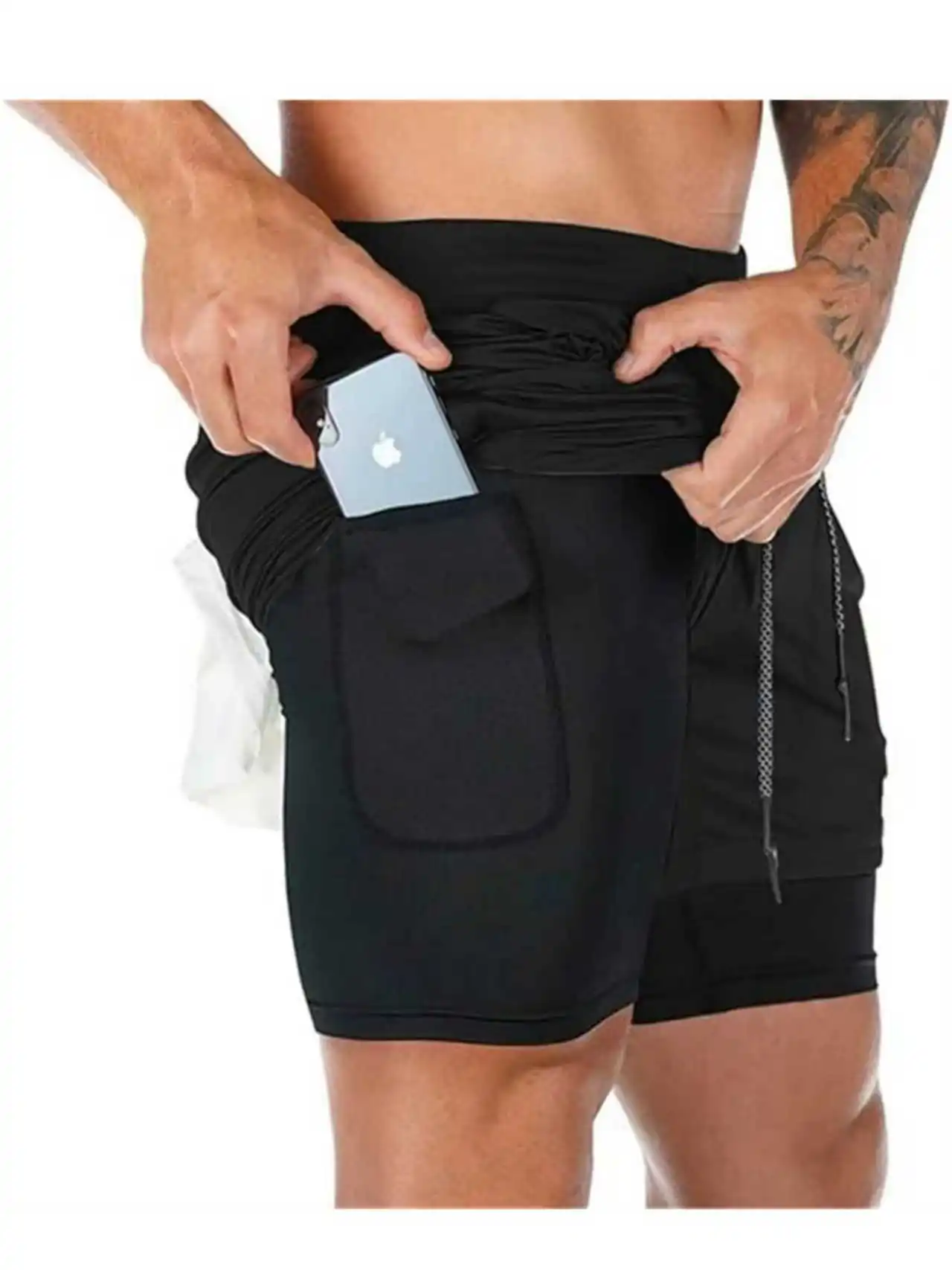 2-in-1 Men's Performance Shorts New Sports Quick Drying Shorts with Phone Pocket Comprehensive Summer Gym Fitness Running Shorts
