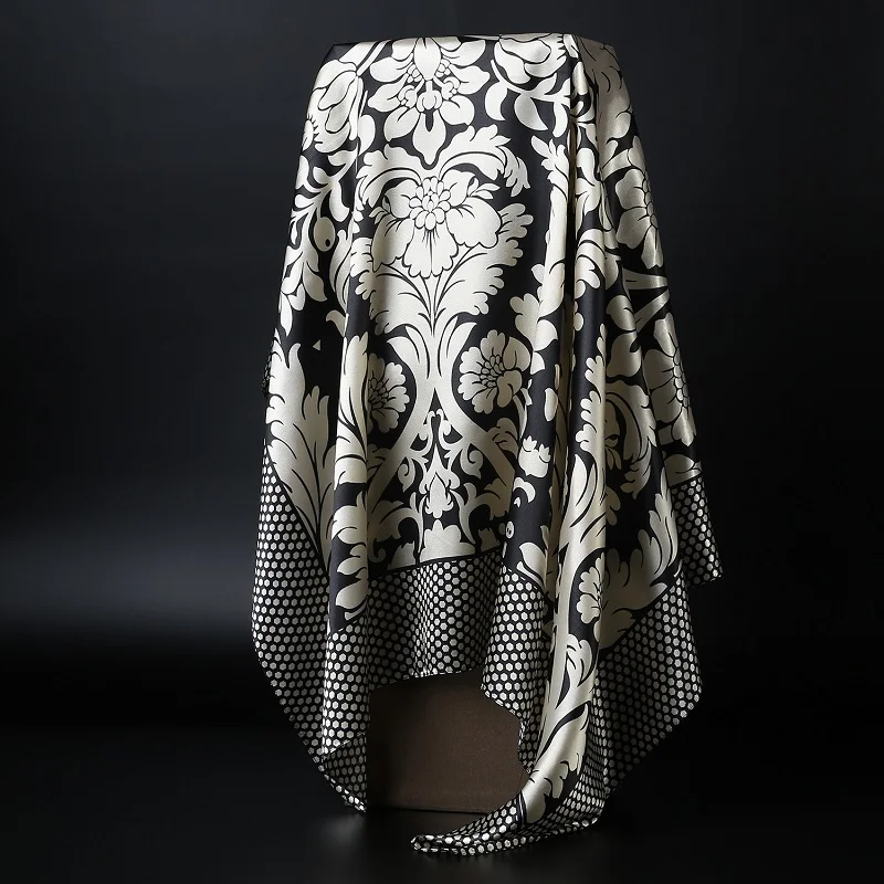 Fashion Hijab Scarf For Women Square Shawls Satin Silk Hair Scarfs Female 90*90cm Kerchief Bandana Head Neck Scarves For Ladies
