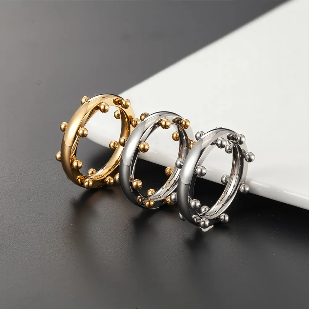 Simple Stainless Steel PVD Plated Gold Non Fading Ring Low Allergy Waterproof Jewelry Suitable for Women's Gifts