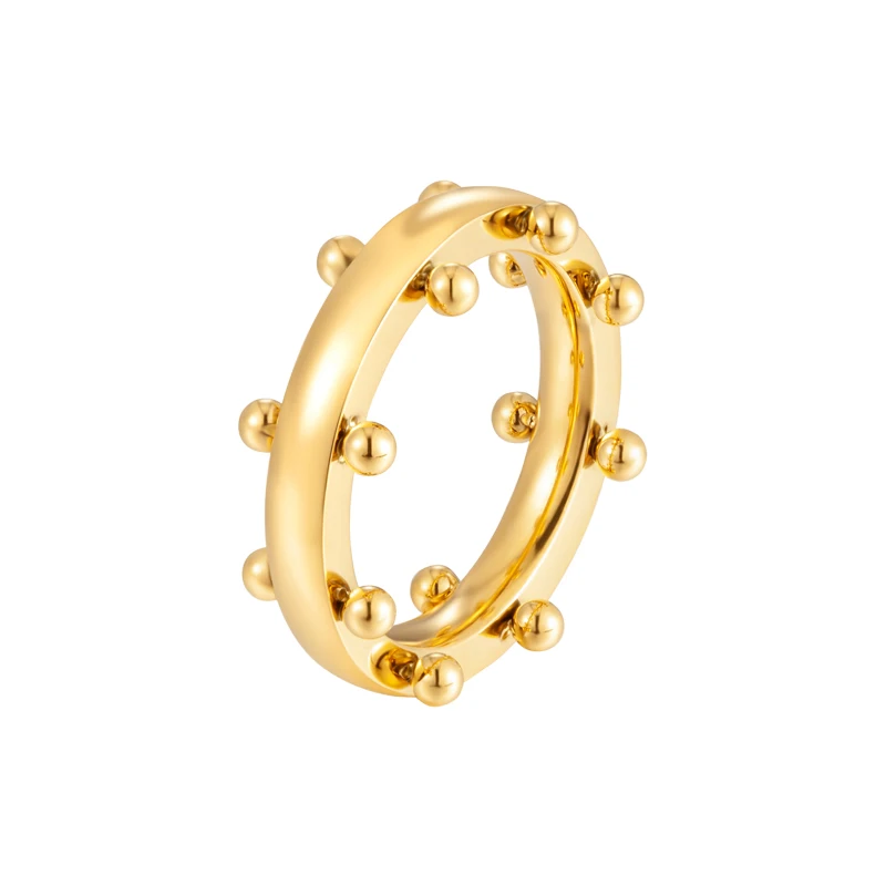Simple Stainless Steel PVD Plated Gold Non Fading Ring Low Allergy Waterproof Jewelry Suitable for Women's Gifts