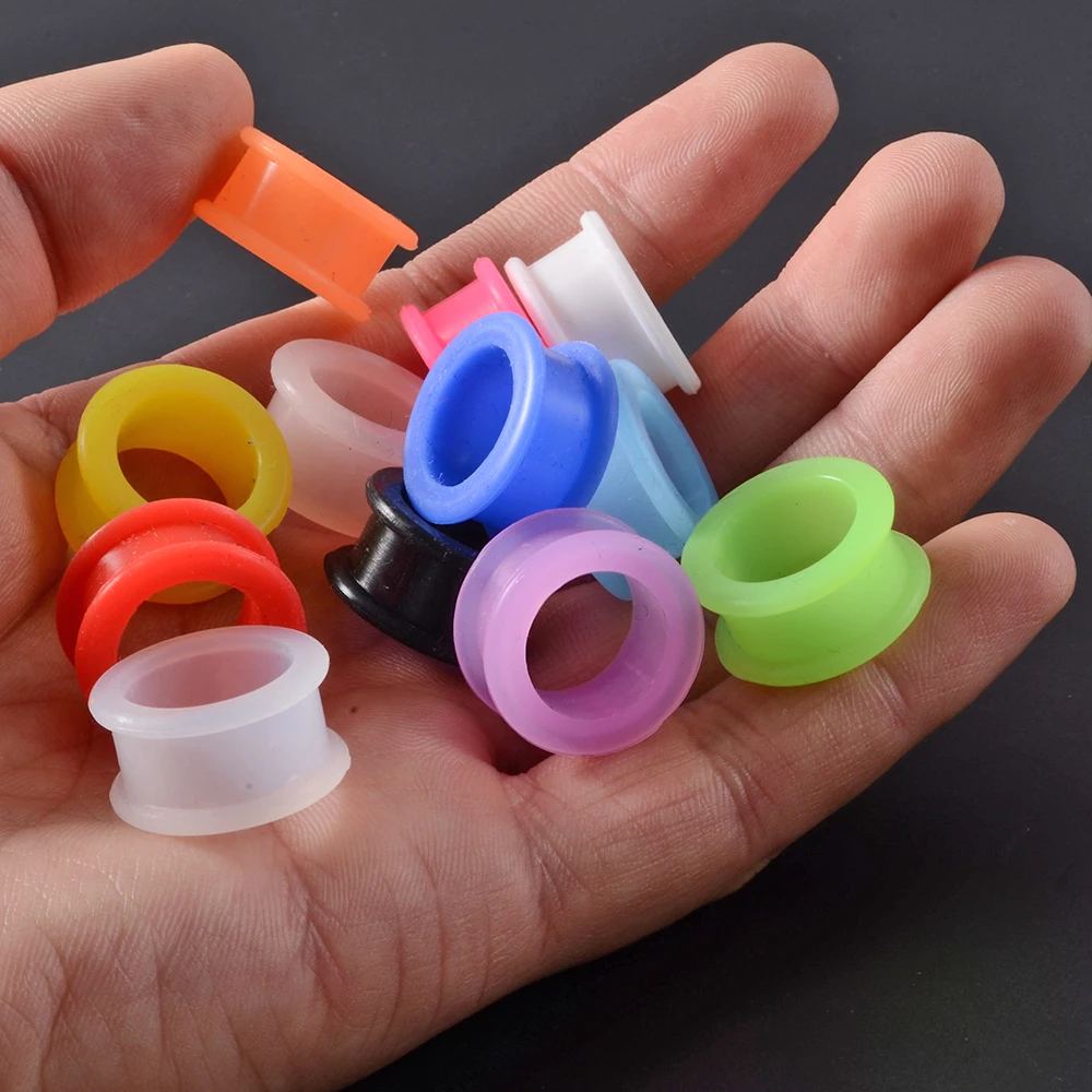 Pair Flexible Silicone Flexible Skin Ear Tunnels Plugs Ear Hollow Flesh Gauges Piercing Expander Earring Body Jewelry Earlets