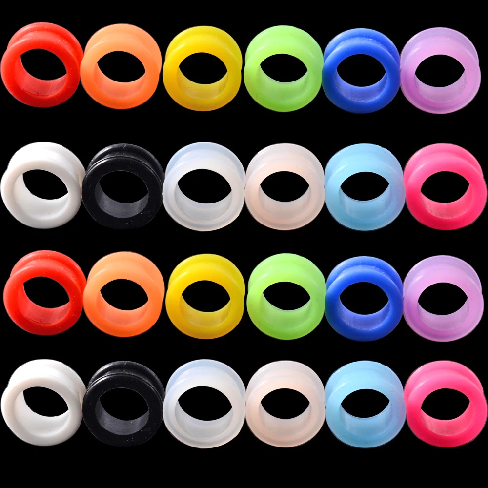 Pair Flexible Silicone Flexible Skin Ear Tunnels Plugs Ear Hollow Flesh Gauges Piercing Expander Earring Body Jewelry Earlets