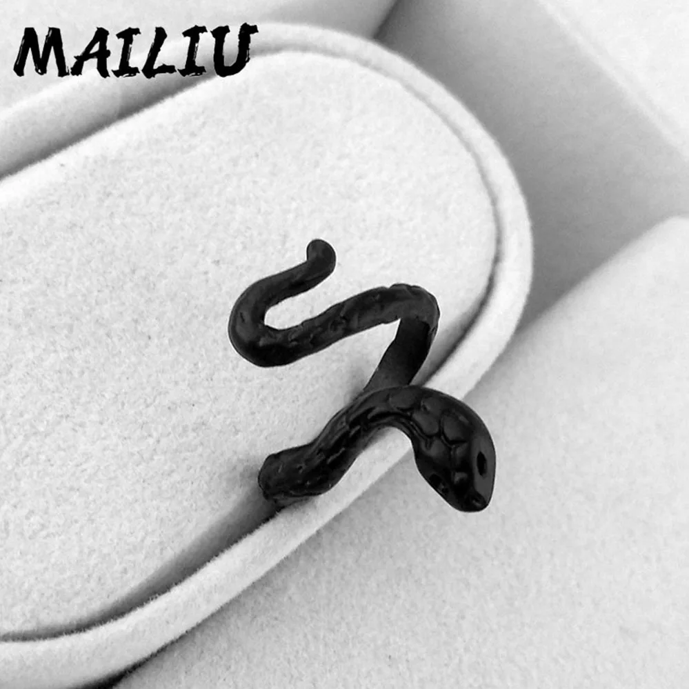 9styles European Retro Punk Exaggerated Spirit Black Snake Ring Fashion Personality Stereoscopic Opening Adjustable Ring Jewelry