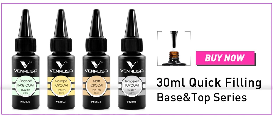 15ml VENALISA Super Nail Gel Polish Color Gel Nail Lacquer Soak off UV LED Gel Pure Black White Color Gel Silk Matte Top Coat