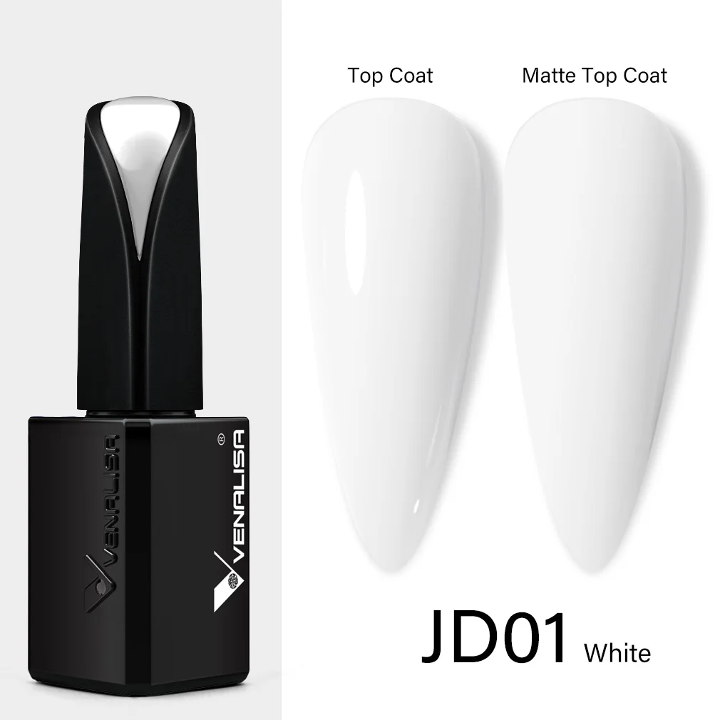 15ml VENALISA Super Nail Gel Polish Color Gel Nail Lacquer Soak off UV LED Gel Pure Black White Color Gel Silk Matte Top Coat