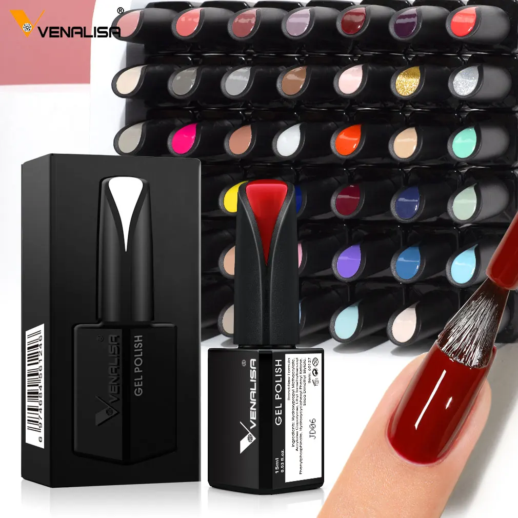 15ml VENALISA Super Nail Gel Polish Color Gel Nail Lacquer Soak off UV LED Gel Pure Black White Color Gel Silk Matte Top Coat