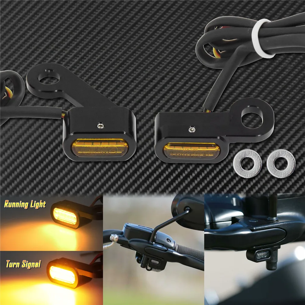 Motorcycle 2Pcs LED Turn Signal Indicators Amber Running Lights Mini Lamp E Mark For Harley Sportster XL883 1200 72 48 2004-2024
