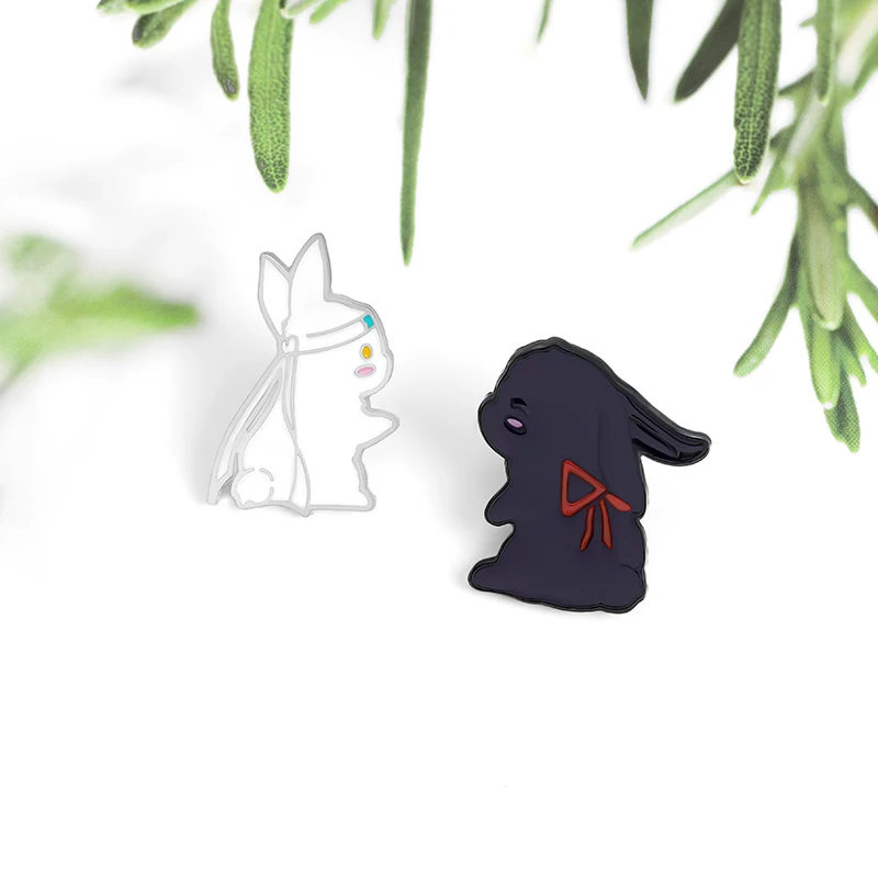 The Untamed Enamel Pin Black White Rabbit Brooch Bag Clothes Lapel Pin Badge BL TV Cartoon Animal Jewelry Gift for Best Friends