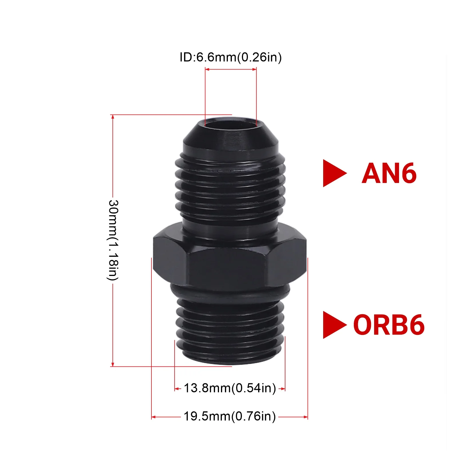 Male Adapter Fitting Black ORB-6 ORB-8 ORB-10 O-ring Boss to AN6 6AN AN8 8AN AN10 10AN 6061-T6 Aluminum Car Flare Fitting Black