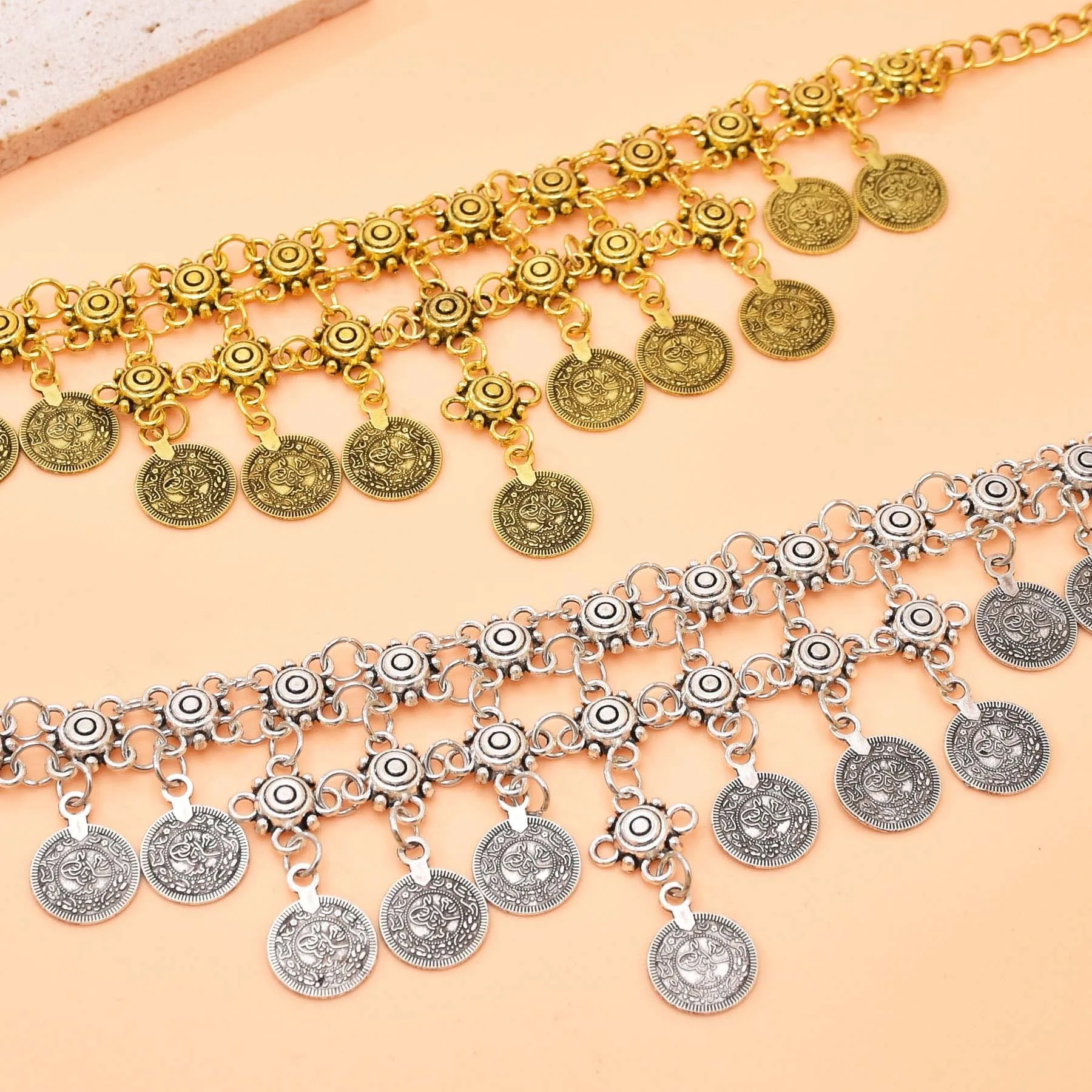 Bohemian Women Gypsy Pakistan Gold Silver Color Coin Tassel Necklace Classic Vintage Turkish Indian Ethnic Afghan Dress Jewelry