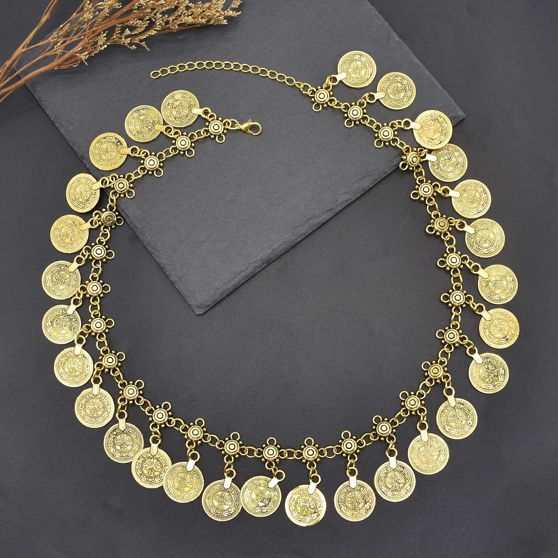 Bohemian Women Gypsy Pakistan Gold Silver Color Coin Tassel Necklace Classic Vintage Turkish Indian Ethnic Afghan Dress Jewelry