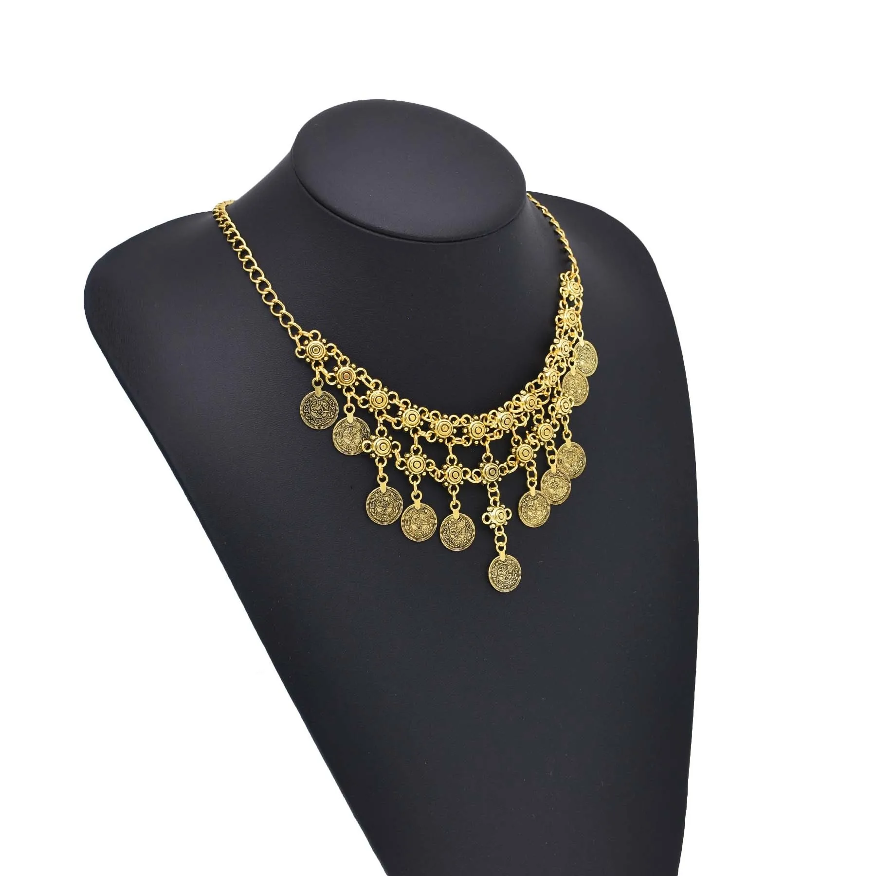 Bohemian Women Gypsy Pakistan Gold Silver Color Coin Tassel Necklace Classic Vintage Turkish Indian Ethnic Afghan Dress Jewelry