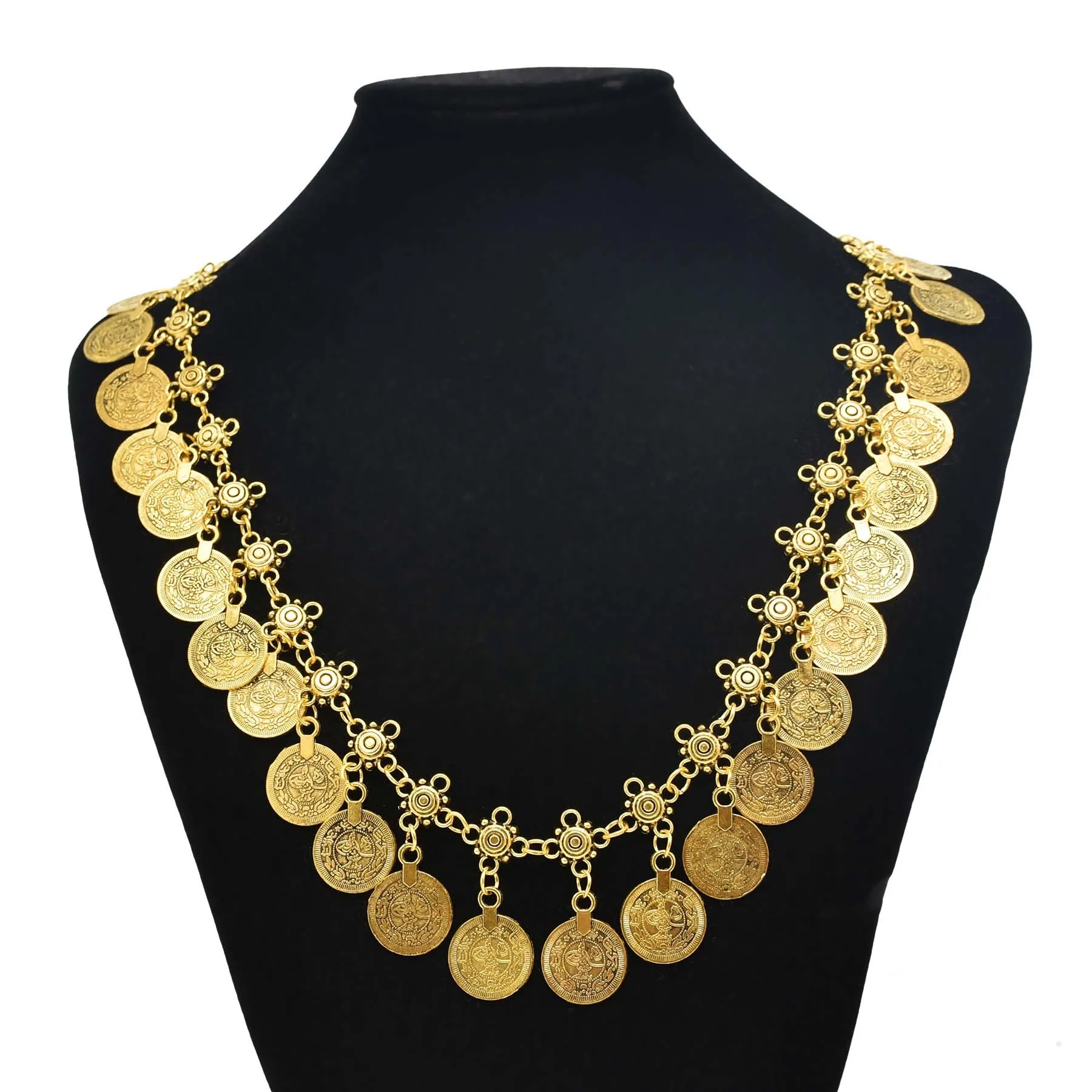 Bohemian Women Gypsy Pakistan Gold Silver Color Coin Tassel Necklace Classic Vintage Turkish Indian Ethnic Afghan Dress Jewelry