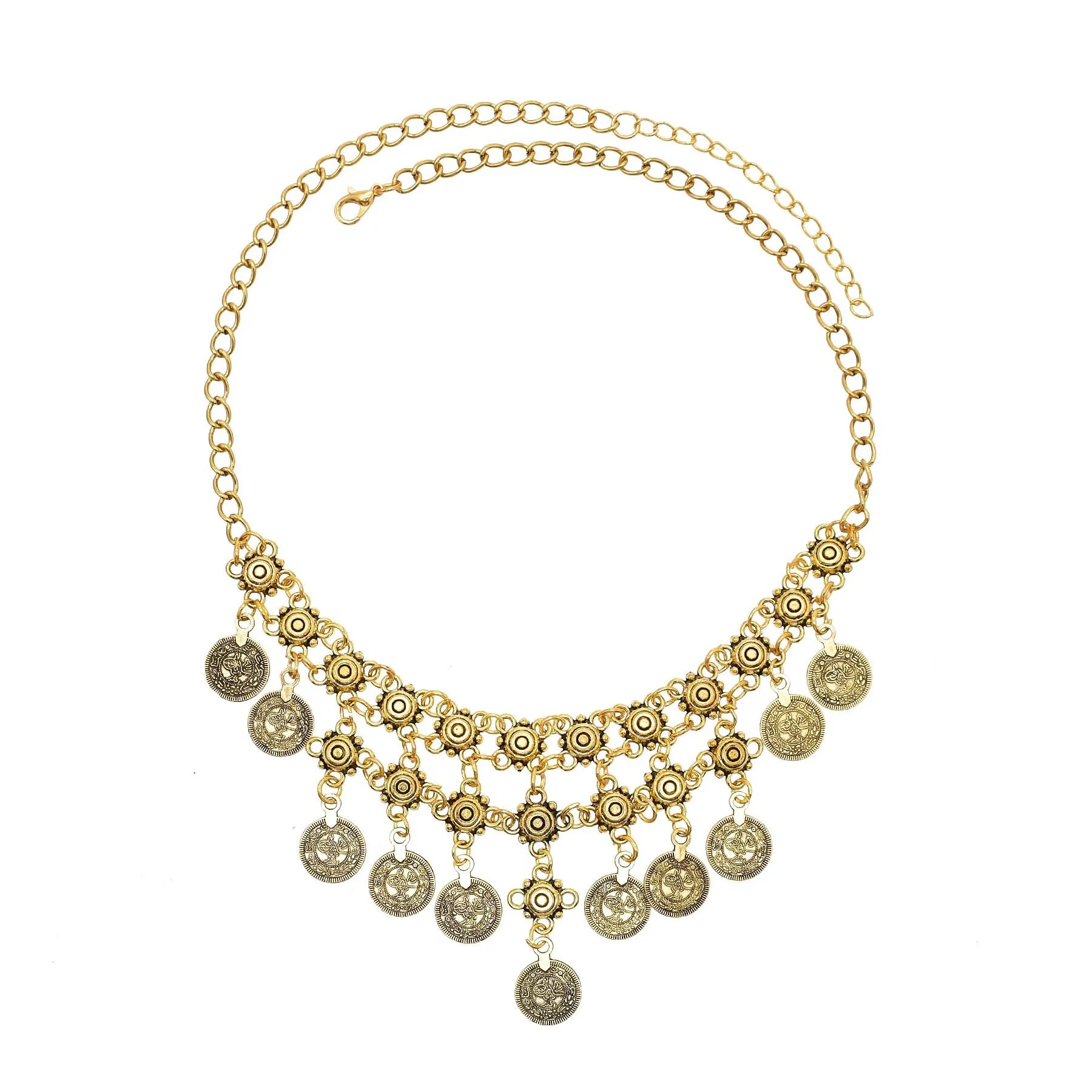 Bohemian Women Gypsy Pakistan Gold Silver Color Coin Tassel Necklace Classic Vintage Turkish Indian Ethnic Afghan Dress Jewelry