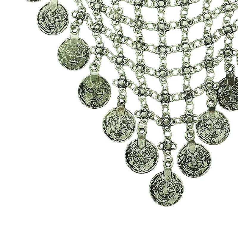 Bohemian Women Gypsy Pakistan Gold Silver Color Coin Tassel Necklace Classic Vintage Turkish Indian Ethnic Afghan Dress Jewelry