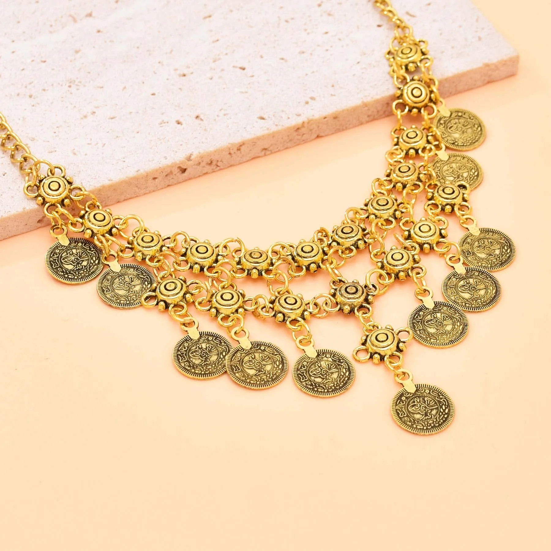 Bohemian Women Gypsy Pakistan Gold Silver Color Coin Tassel Necklace Classic Vintage Turkish Indian Ethnic Afghan Dress Jewelry