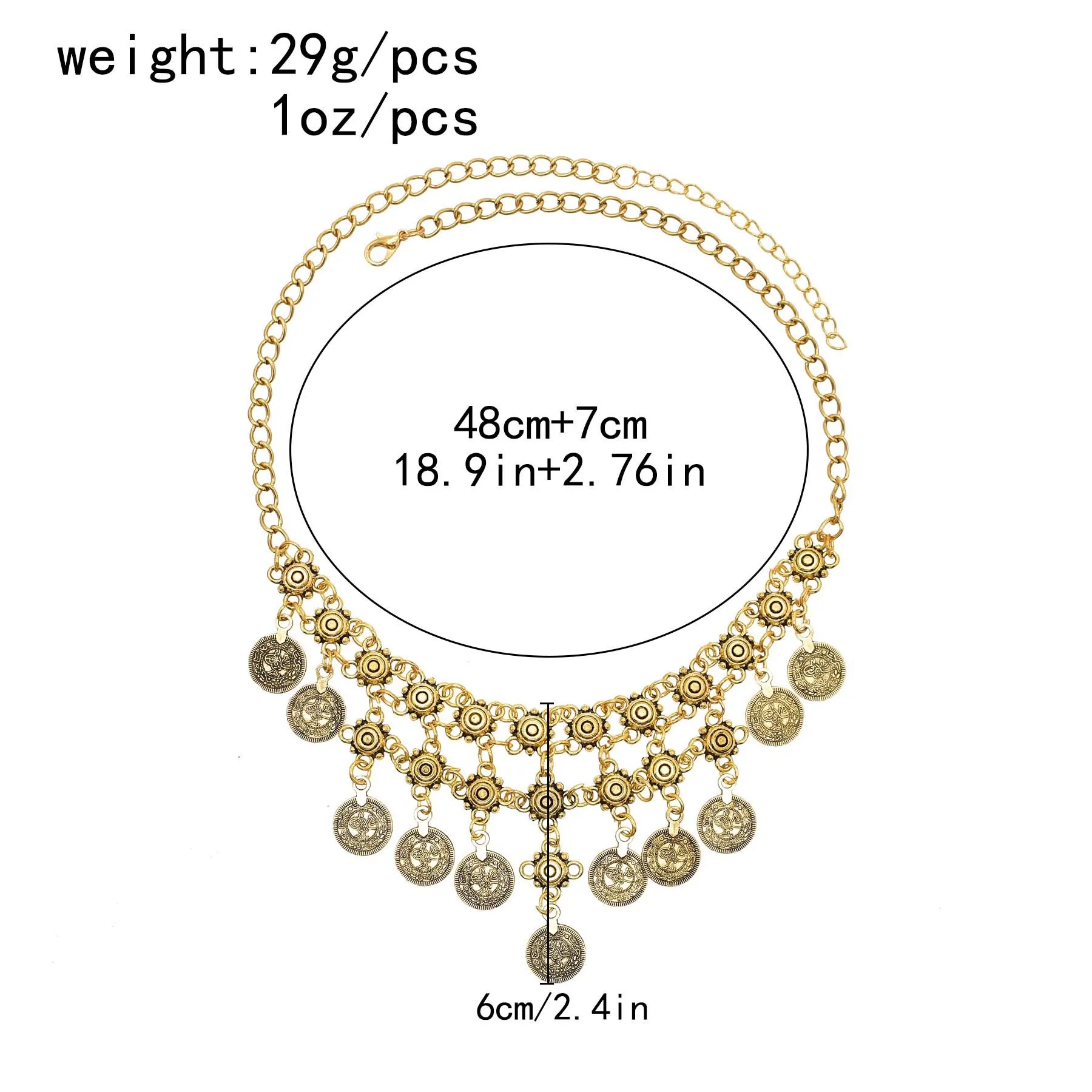 Bohemian Women Gypsy Pakistan Gold Silver Color Coin Tassel Necklace Classic Vintage Turkish Indian Ethnic Afghan Dress Jewelry