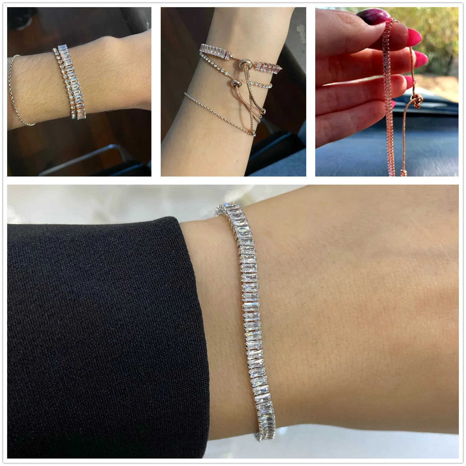 ZHOUYANG Tennis Bracelets For Women Sparking Zircon Jewerlly Rose Gold Color Handmade Friends Gift Cute Jewelry Wholesale H017