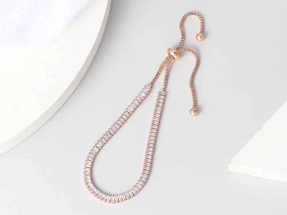 ZHOUYANG Tennis Bracelets For Women Sparking Zircon Jewerlly Rose Gold Color Handmade Friends Gift Cute Jewelry Wholesale H017