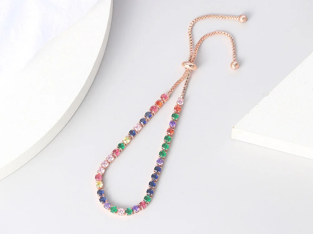 ZHOUYANG Tennis Bracelets For Women Sparking Zircon Jewerlly Rose Gold Color Handmade Friends Gift Cute Jewelry Wholesale H017