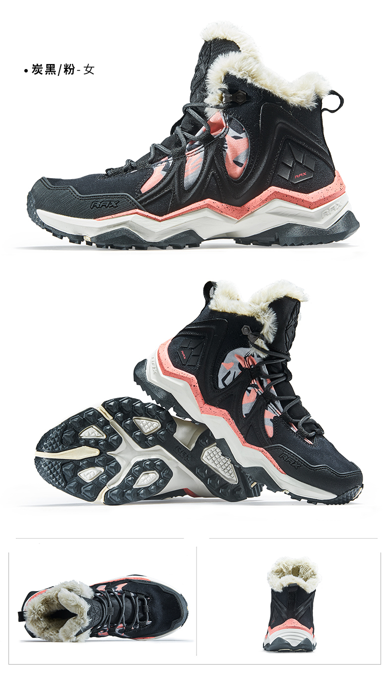 RAX Winter Snow Boots For Men Women Fleece Hiking Shoes Outdoor Sports Sneakers Mens Mountain Shoes Trekking Walking Boots