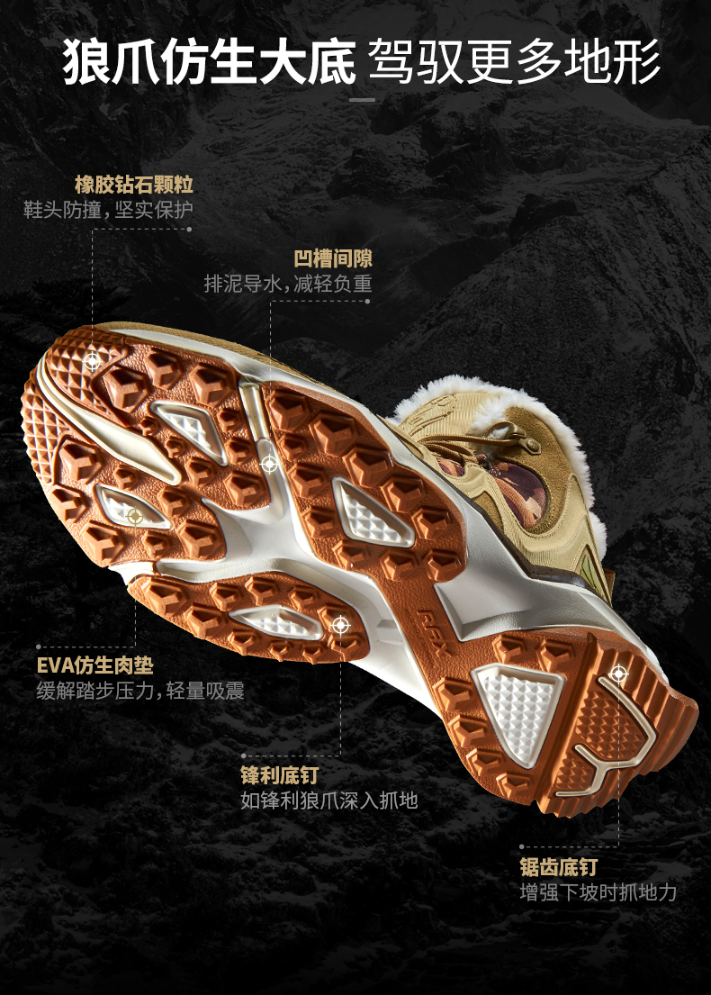 RAX Winter Snow Boots For Men Women Fleece Hiking Shoes Outdoor Sports Sneakers Mens Mountain Shoes Trekking Walking Boots